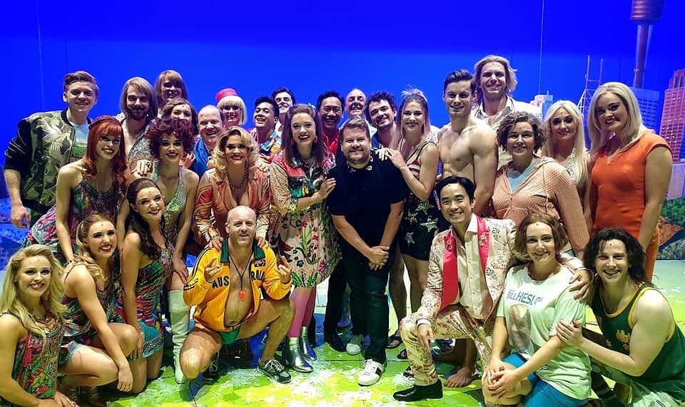 James Corden in the house to see Muriel's Wedding The Musical this afternoon.👌