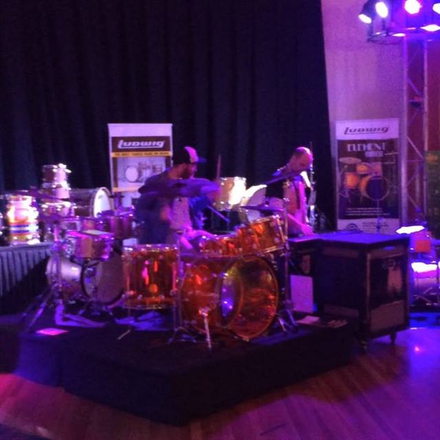 Haydn Meggitt laying down some sweet shuffle grooves at the Ludwig display for