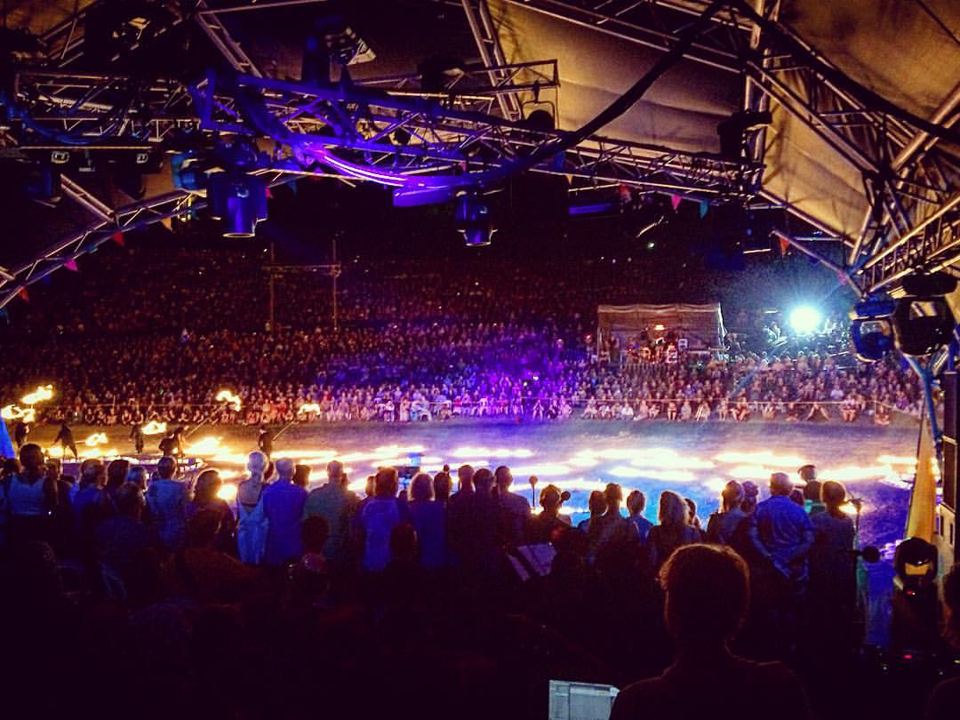 View from on stage during the fire event at Woodford last night. Super fun gig...