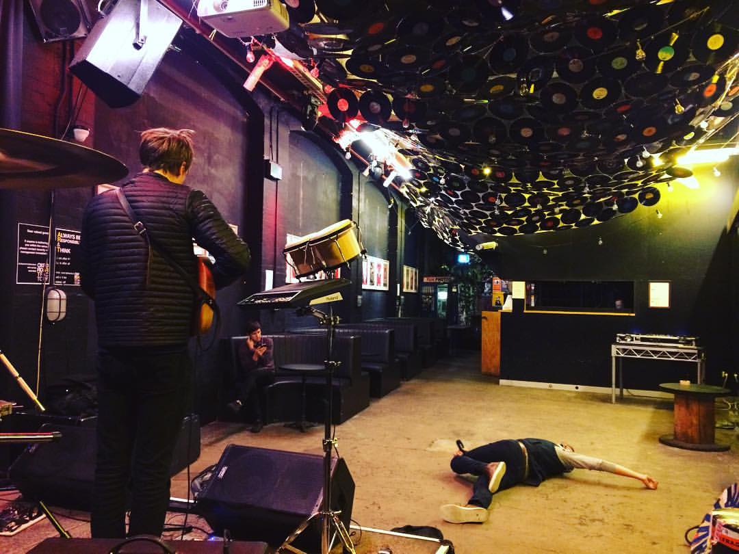 Sound check and stretches. Evan Klar in Sydney tonight at the Oxford Arts...